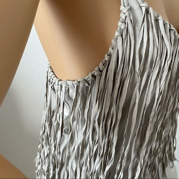 NWT Decree Fringe Mini Tank Dress Gray Size X-Small - Picture 5 of 14